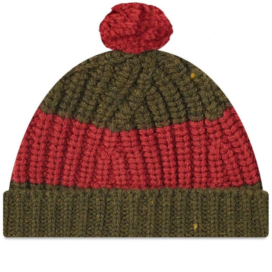 Accessories * | Nigel Cabourn Stripe Pom Pom Beanie