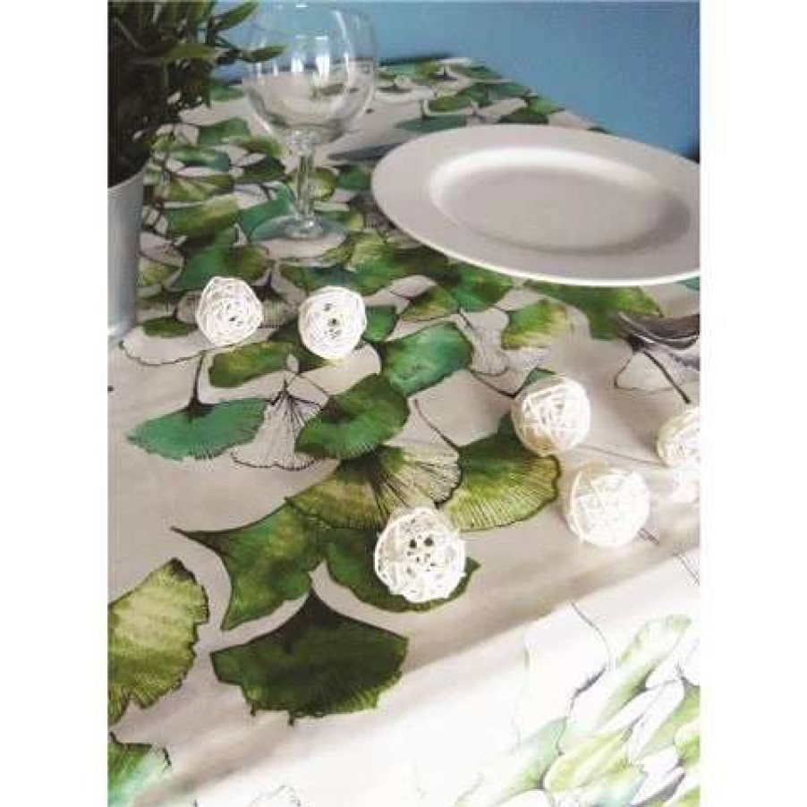 Table Accessories * | L'Ensoleillade Biloba Cotton Tablecloth Coated Round 155Cm