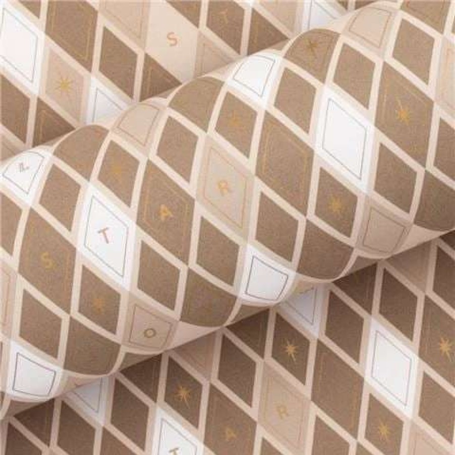 Gift Wrapping & Cards * | Vandoros Wrapping Paper Harlequin Latte 76Cm X 2.5M