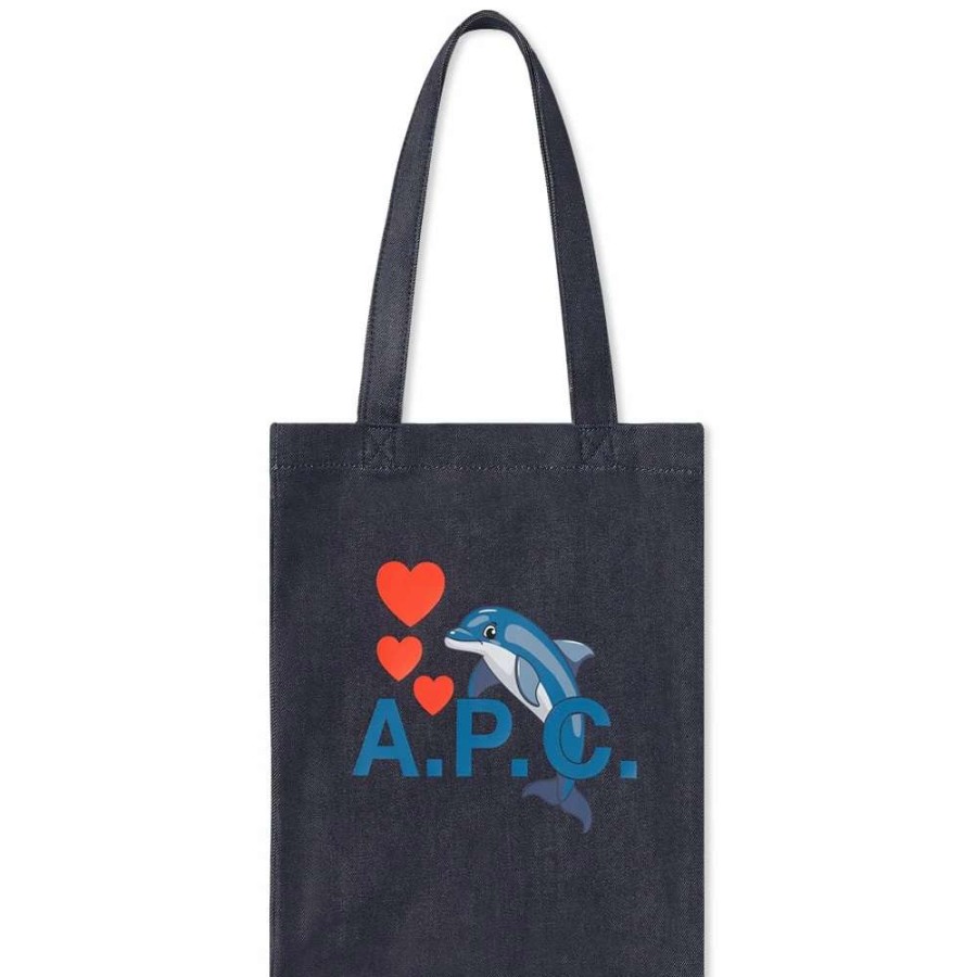 Accessories * | A.P.C. Lou Dolphin Logo Tote Bag