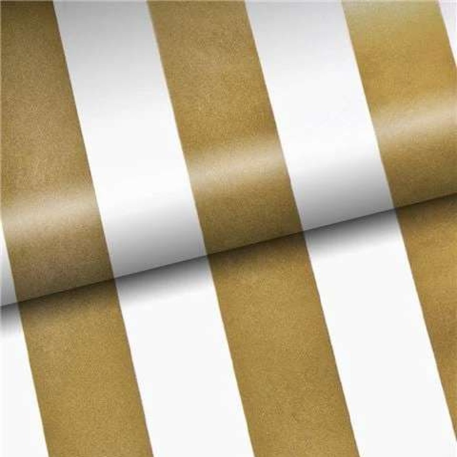 Gift Wrapping & Cards * | Vandoros Pavilion Stripe Gold Wrapping Paper