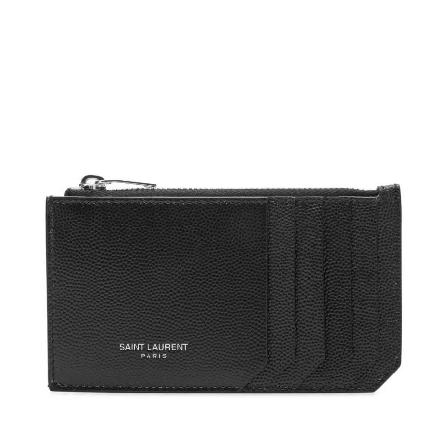 Accessories * | Saint Laurent Grain Leather Zip Card Case