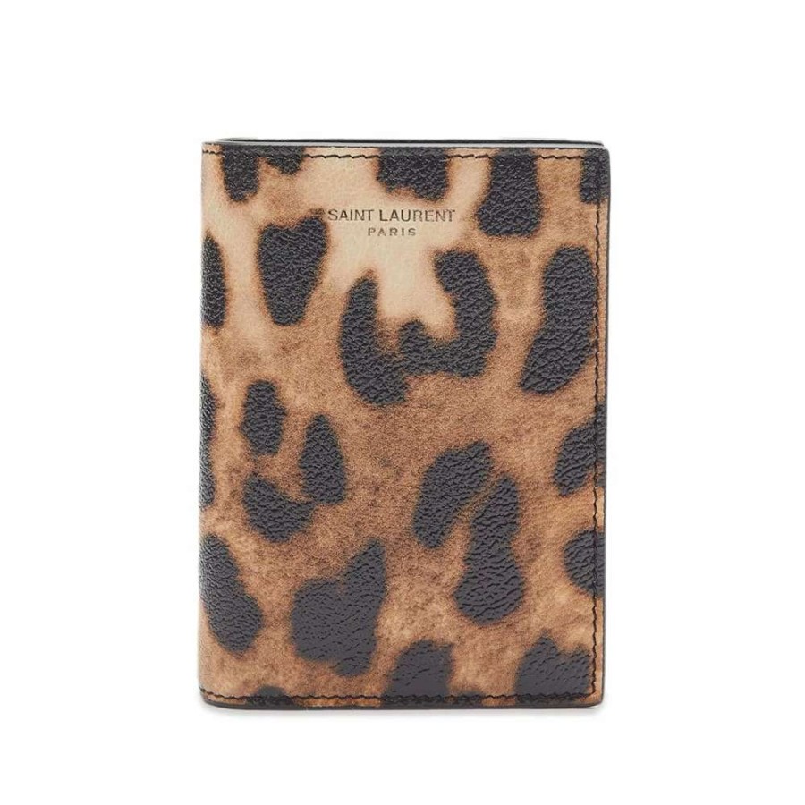 Accessories * | Saint Laurent Leopard Card Wallet