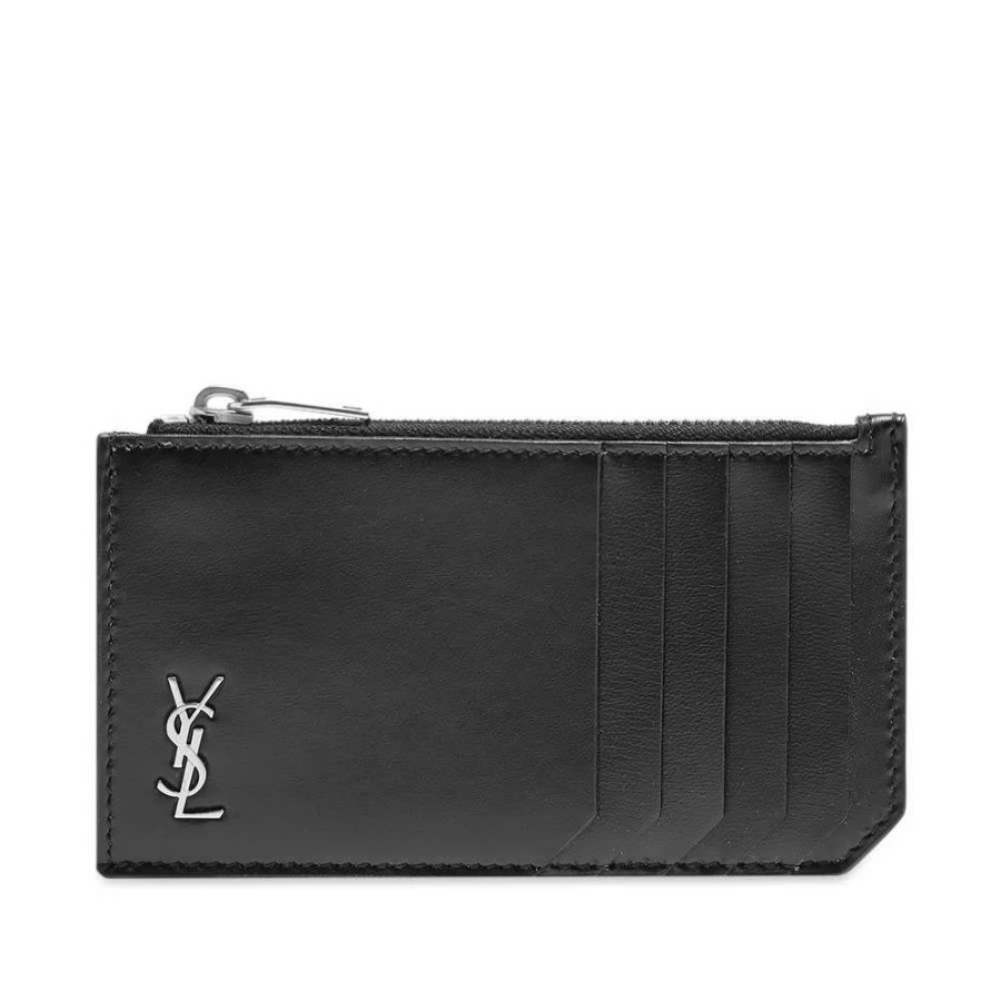 Accessories * | Saint Laurent Tiny Monogram Zip Card Holder