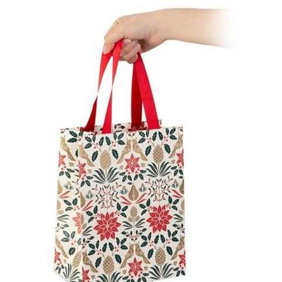 Gift Wrapping & Cards * | Vandoros Poinsettia Gift Bag Small Red