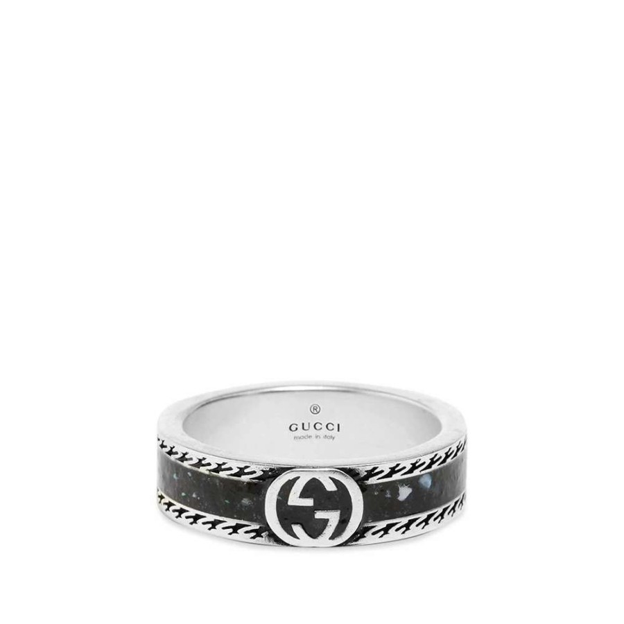 Accessories * | Gucci Jewellery Gucci Interlocking G Enamel Ring M