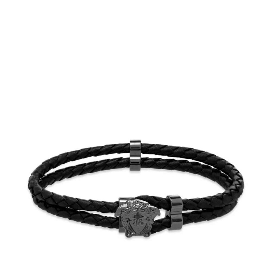 Accessories * | Versace Leather Medusa Bracelet