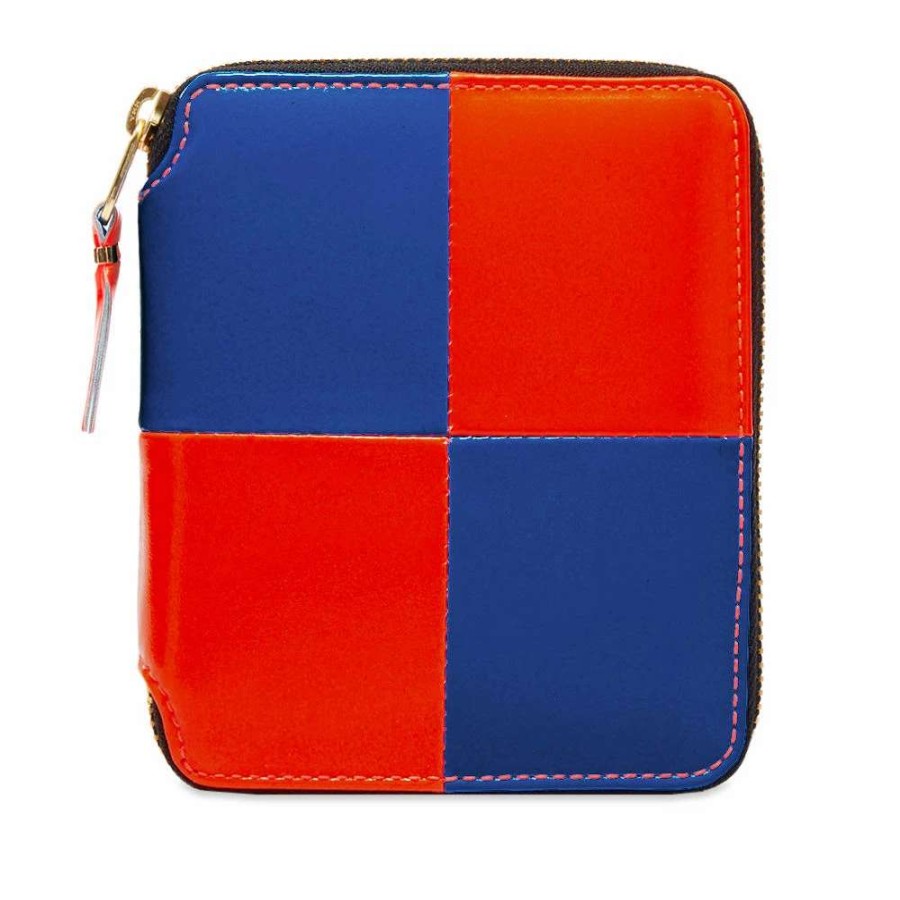 Accessories * | Comme Des Garcons Wallet Comme Des Garcons Sa2100Fs Fluo Squares Zip Wallet