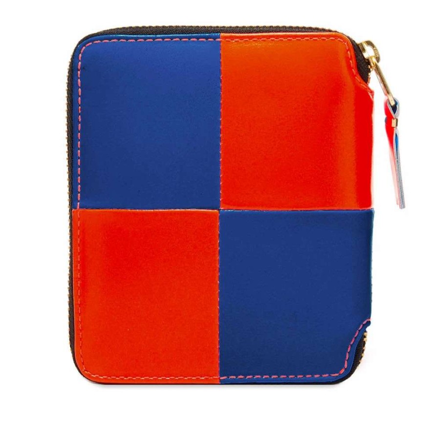 Accessories * | Comme Des Garcons Wallet Comme Des Garcons Sa2100Fs Fluo Squares Zip Wallet