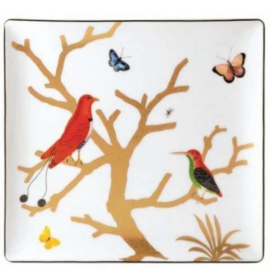 Table Accessories * | Bernardaud Aux Oiseaux Rectangular Tray 22 19.5Cm