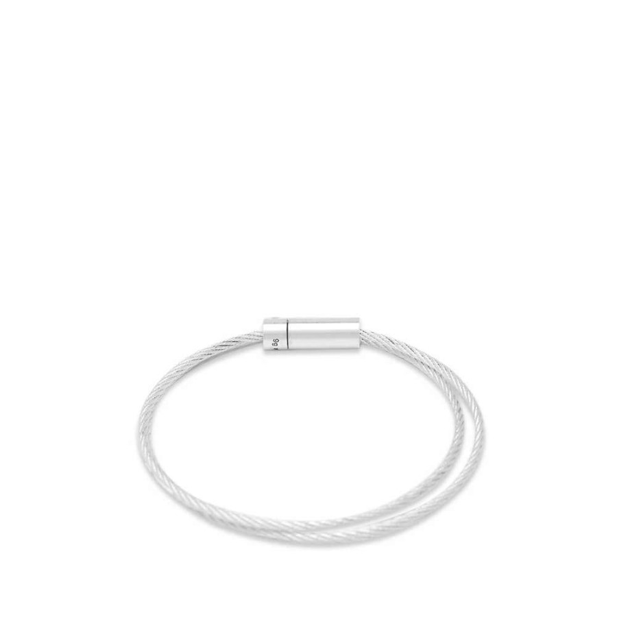 Accessories * | Le Gramme Brushed Double Cable Bracelet