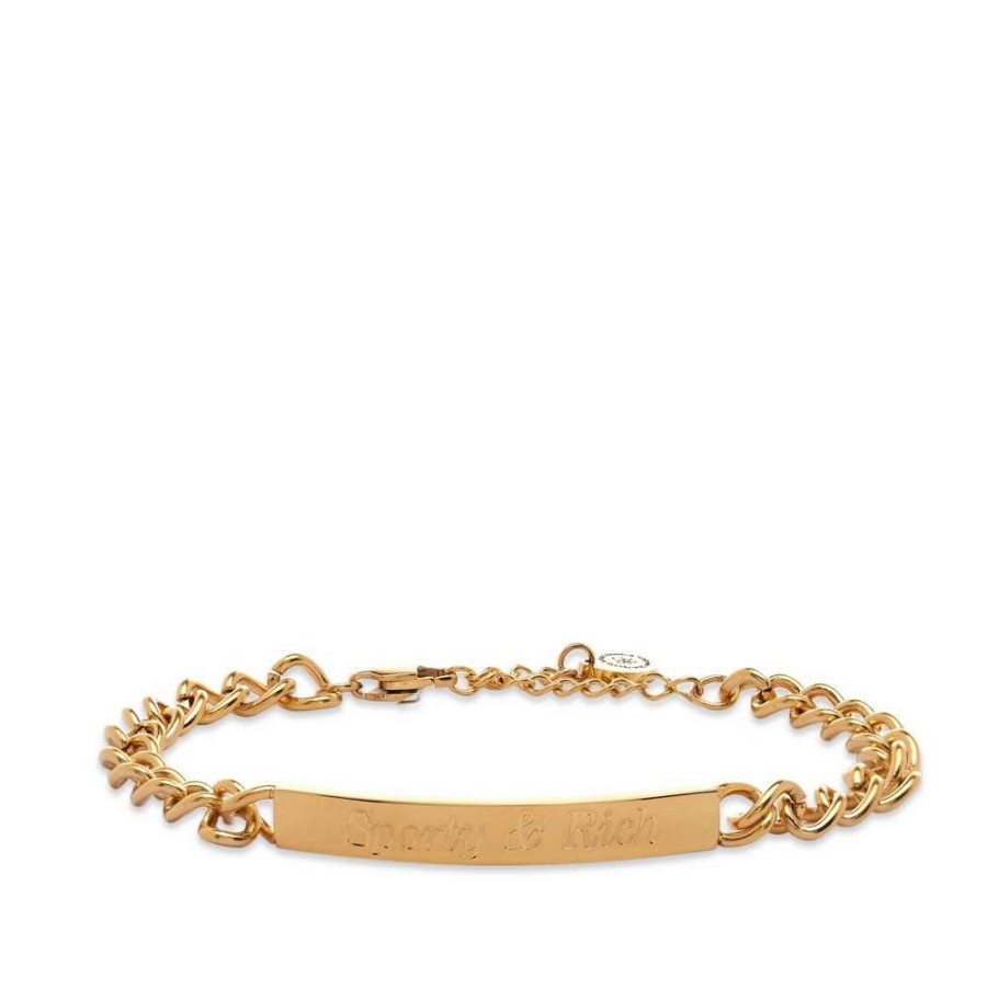 Accessories * | Sporty & Rich Classic Logo Curb Chain Bracelet