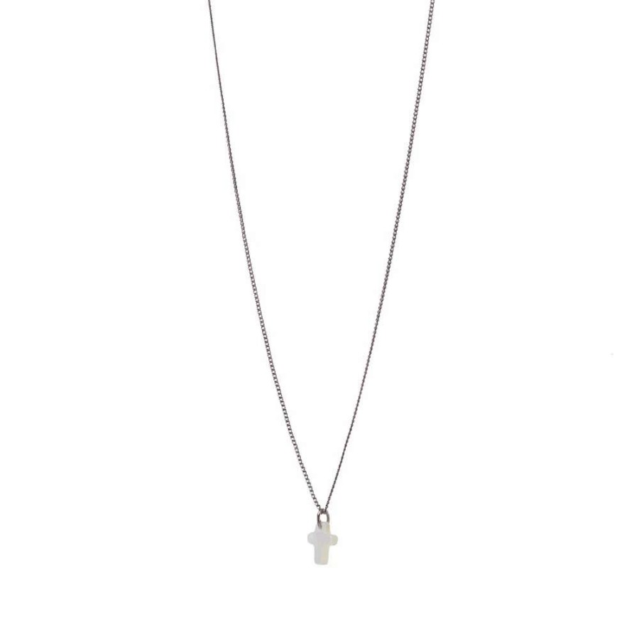 Accessories * | Saint Laurent Slim Pendant Necklace With Small Cross