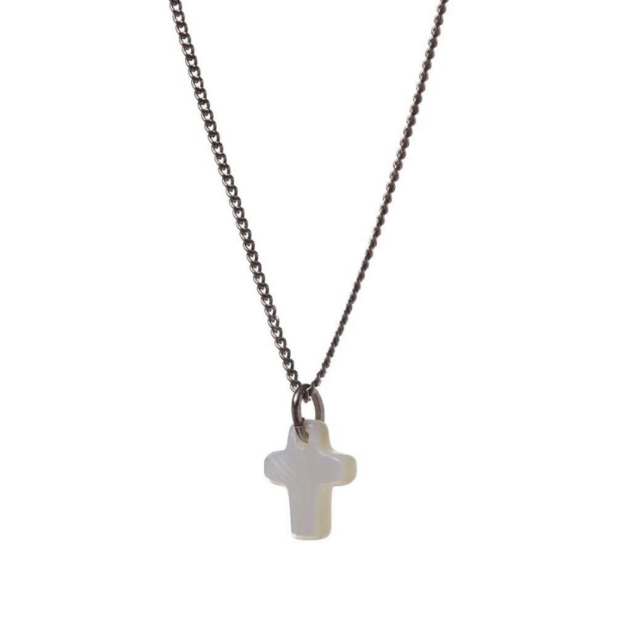 Accessories * | Saint Laurent Slim Pendant Necklace With Small Cross