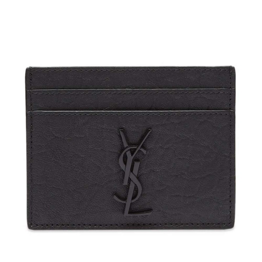 Accessories * | Saint Laurent East West Ysl Metal Logo Card Holder