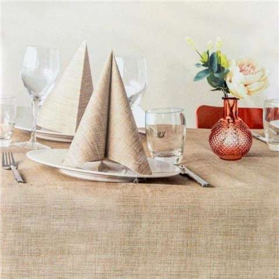 Table Accessories * | Bionap Tableset Disposable Tablecloth/Napkin Set Lino Sand 11Pce