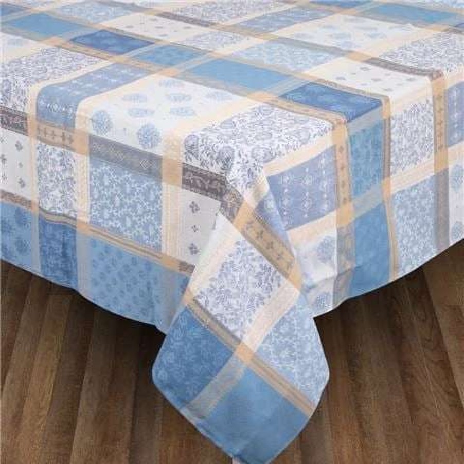 Table Accessories * | L'Ensoleillade Valescure Blue & Beige Tablecloth 180X180Cm