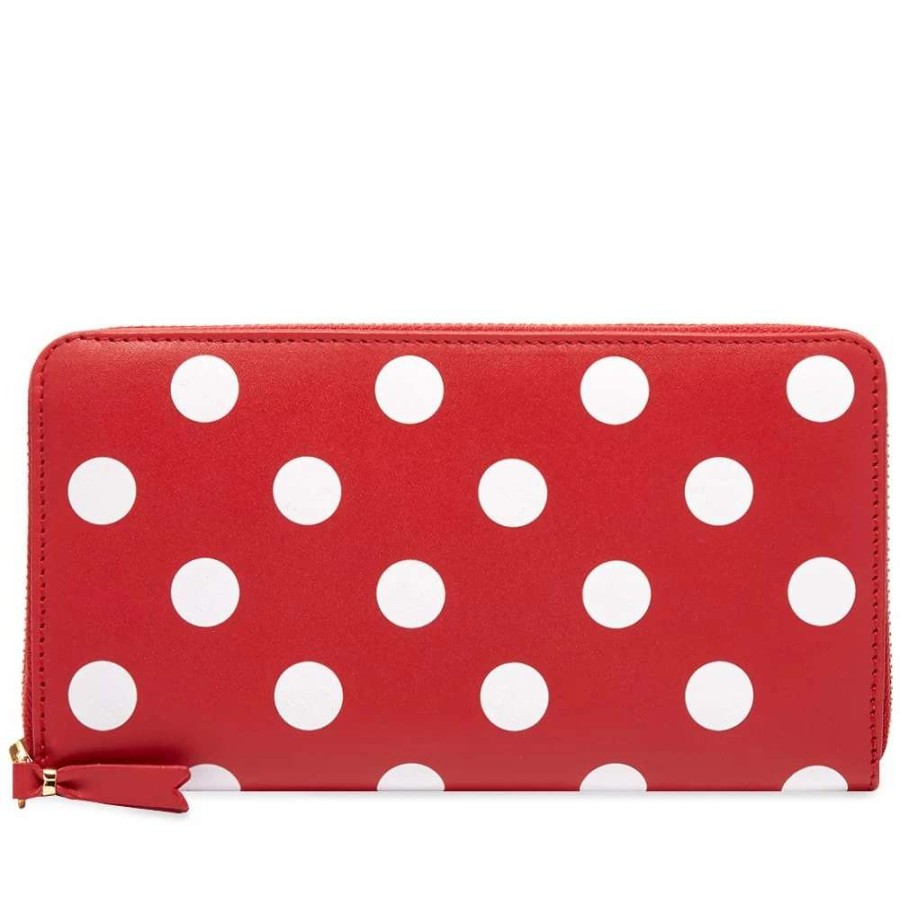 Accessories * | Comme Des Garcons Wallet Comme Des Garcons Sa0111Pd Dots Printed Leather Zip Wallet