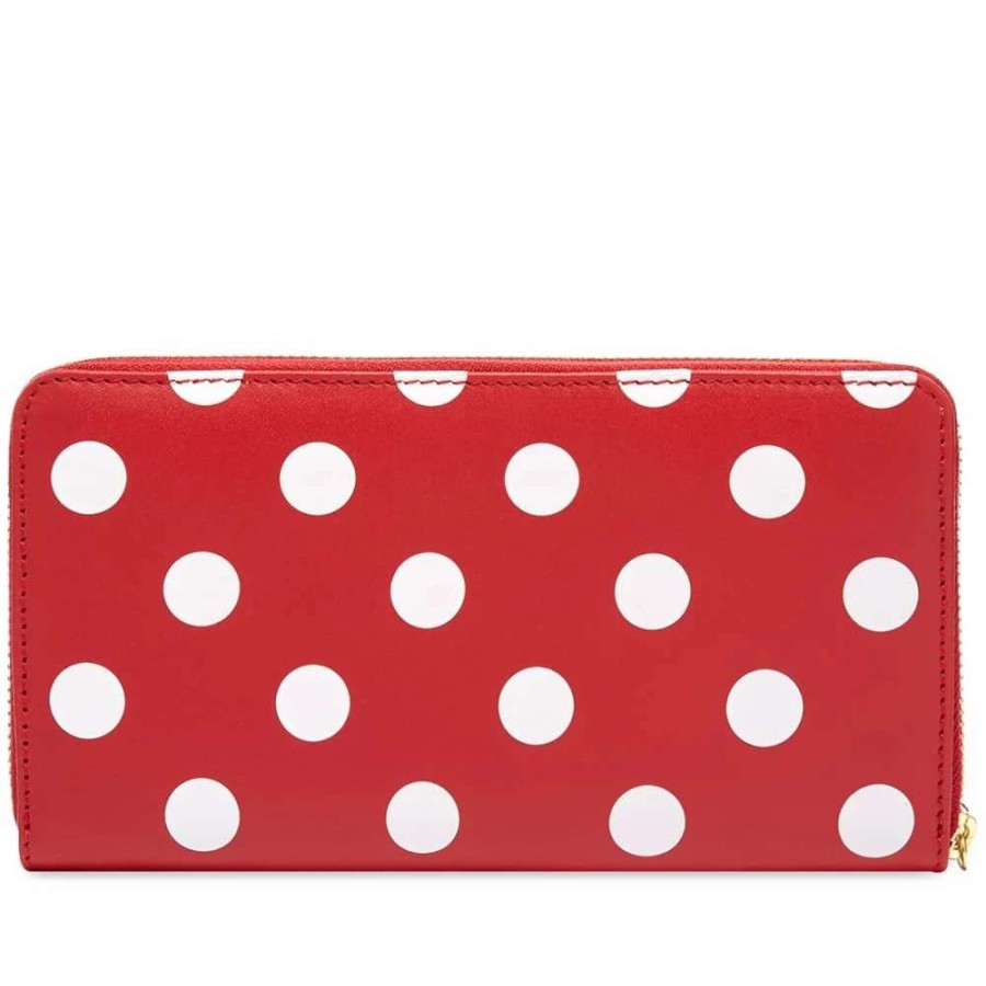 Accessories * | Comme Des Garcons Wallet Comme Des Garcons Sa0111Pd Dots Printed Leather Zip Wallet