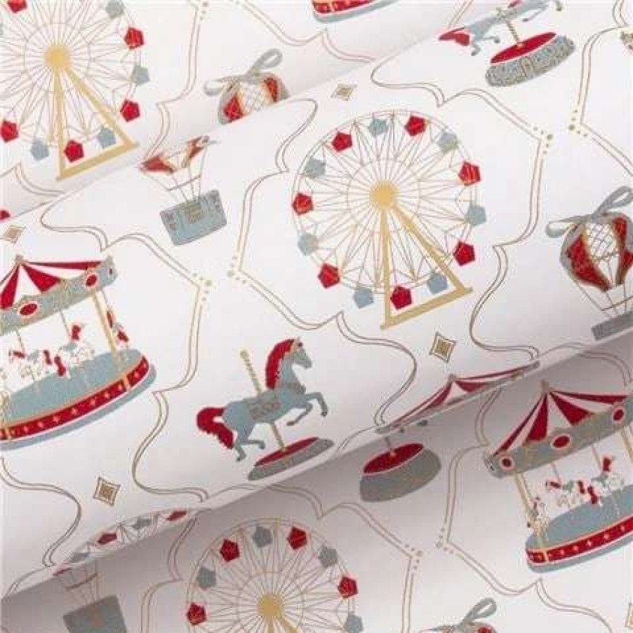 Gift Wrapping & Cards * | Vandoros Wrapping Paper Carousel Red/Blue 76Cm X 2.5M