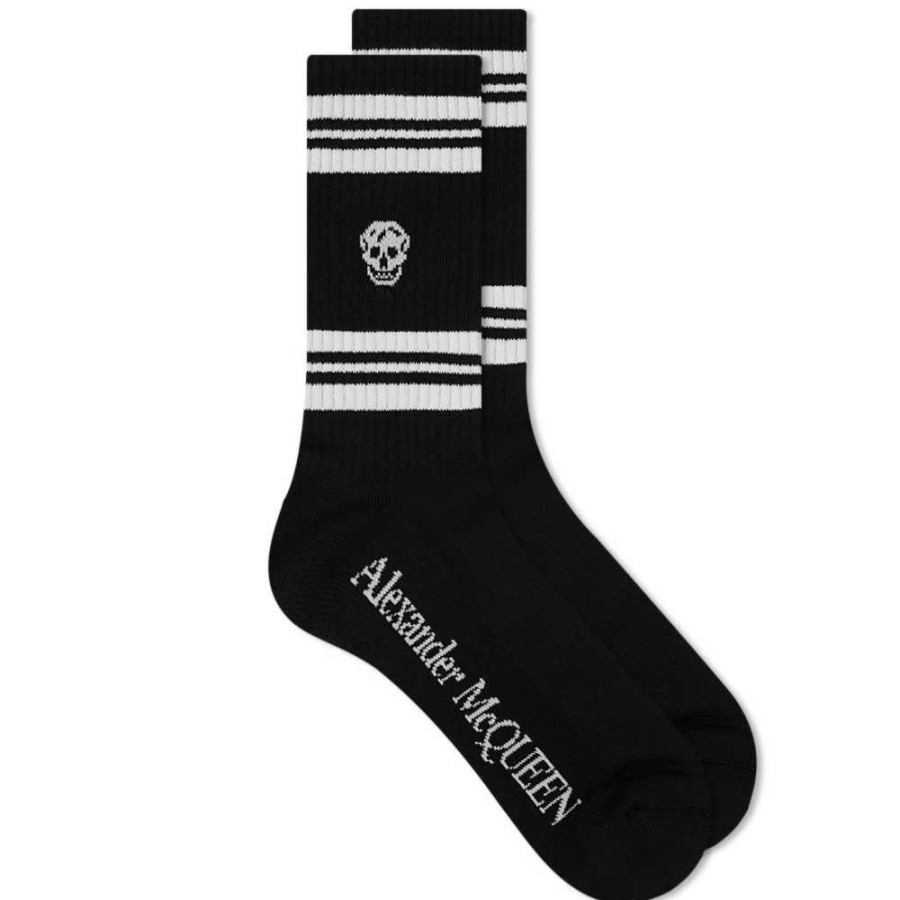 Accessories * | Alexander Mcqueen Sport Stripe Skull Sock