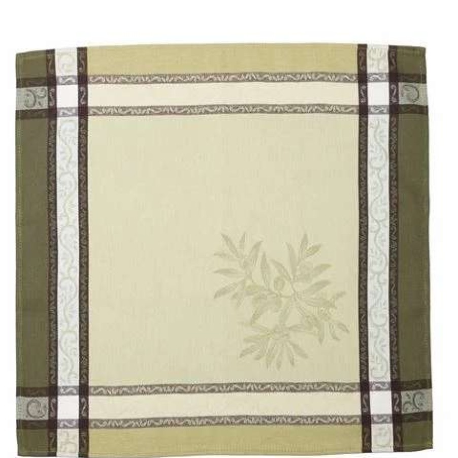 Table Accessories * | L'Ensoleillade Jacquard Olive Green Napkin 52X52Cm