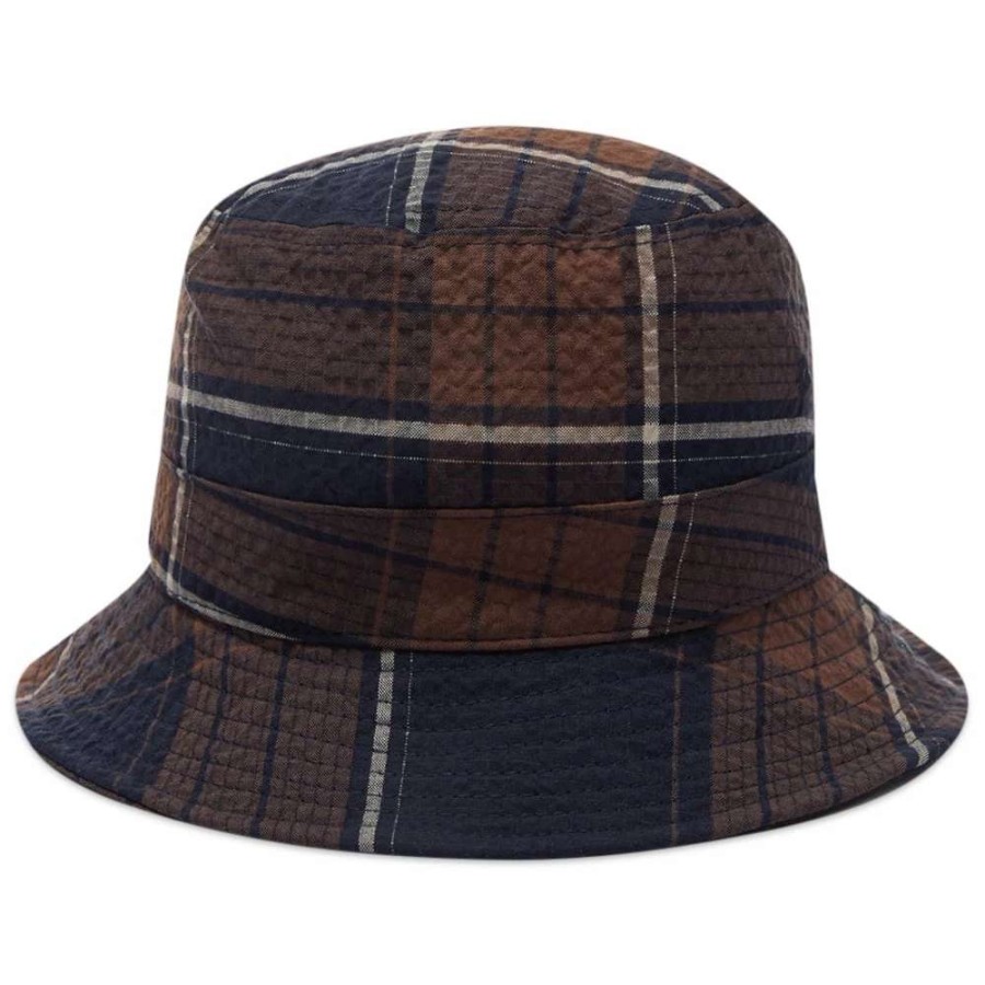 Accessories * | Universal Works Check Seersucker Bucket Hat