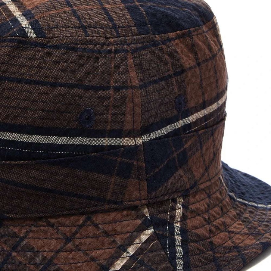 Accessories * | Universal Works Check Seersucker Bucket Hat