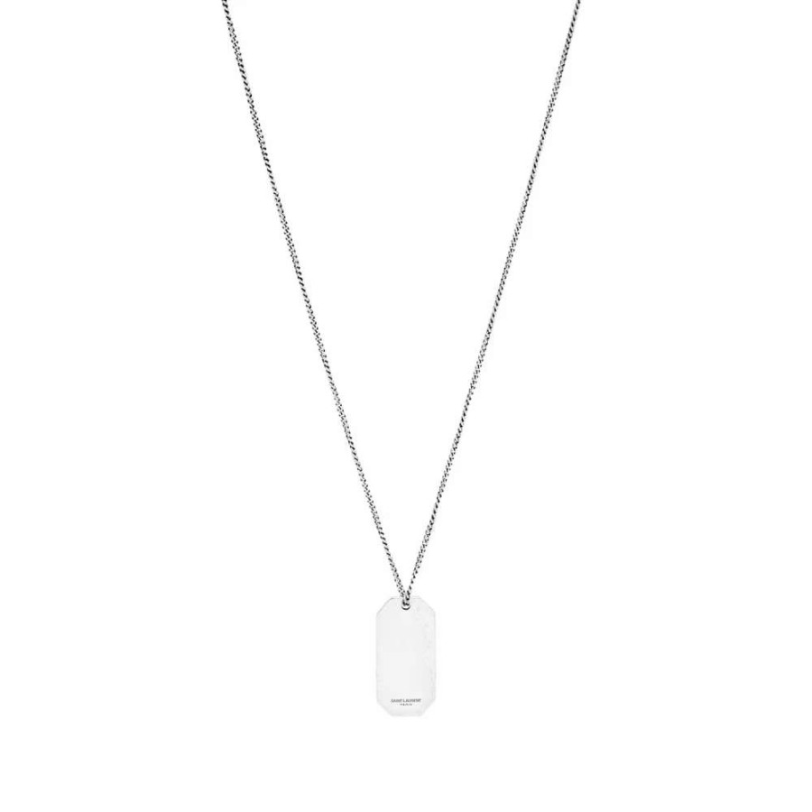 Accessories * | Saint Laurent Short Id Tag Pendant Necklace