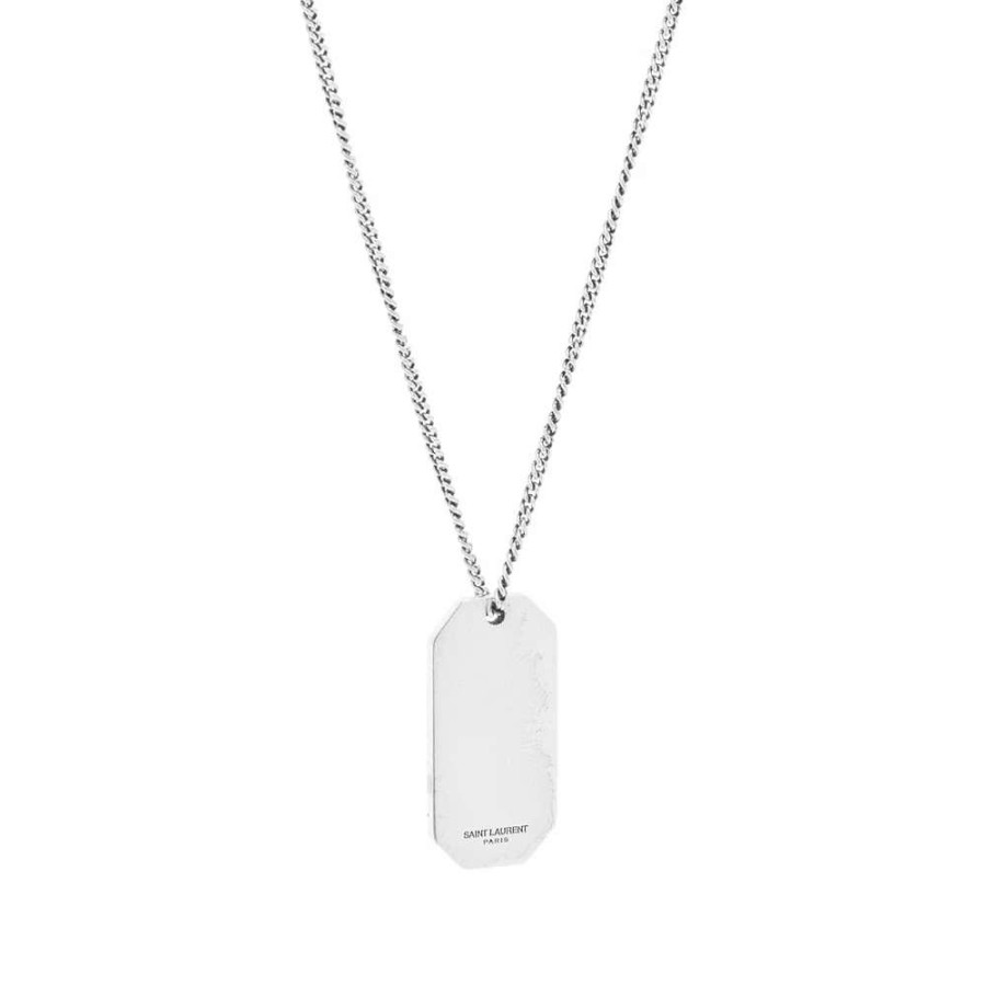 Accessories * | Saint Laurent Short Id Tag Pendant Necklace