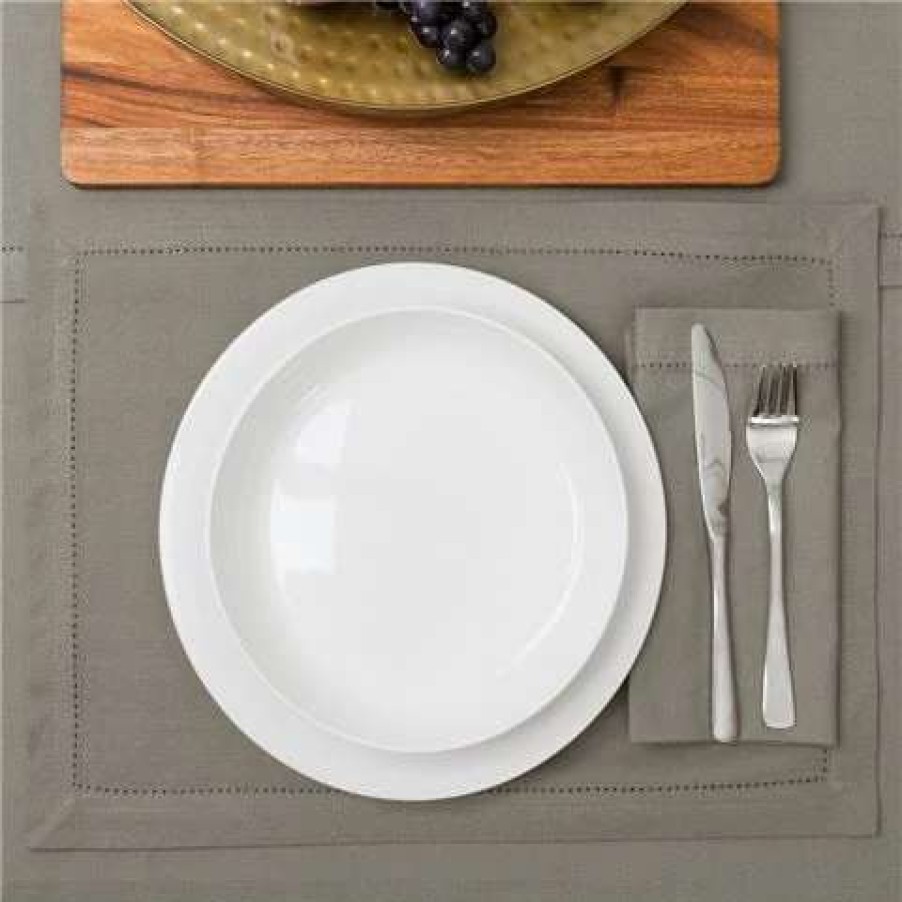 Table Accessories * | Rans Hemstitch Placemat Grey 33X48Cm