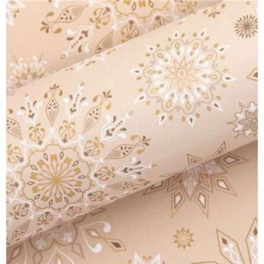 Gift Wrapping & Cards * | Vandoros Wrapping Paper Snowflake Mandala Latte 76Cm X 2.5M