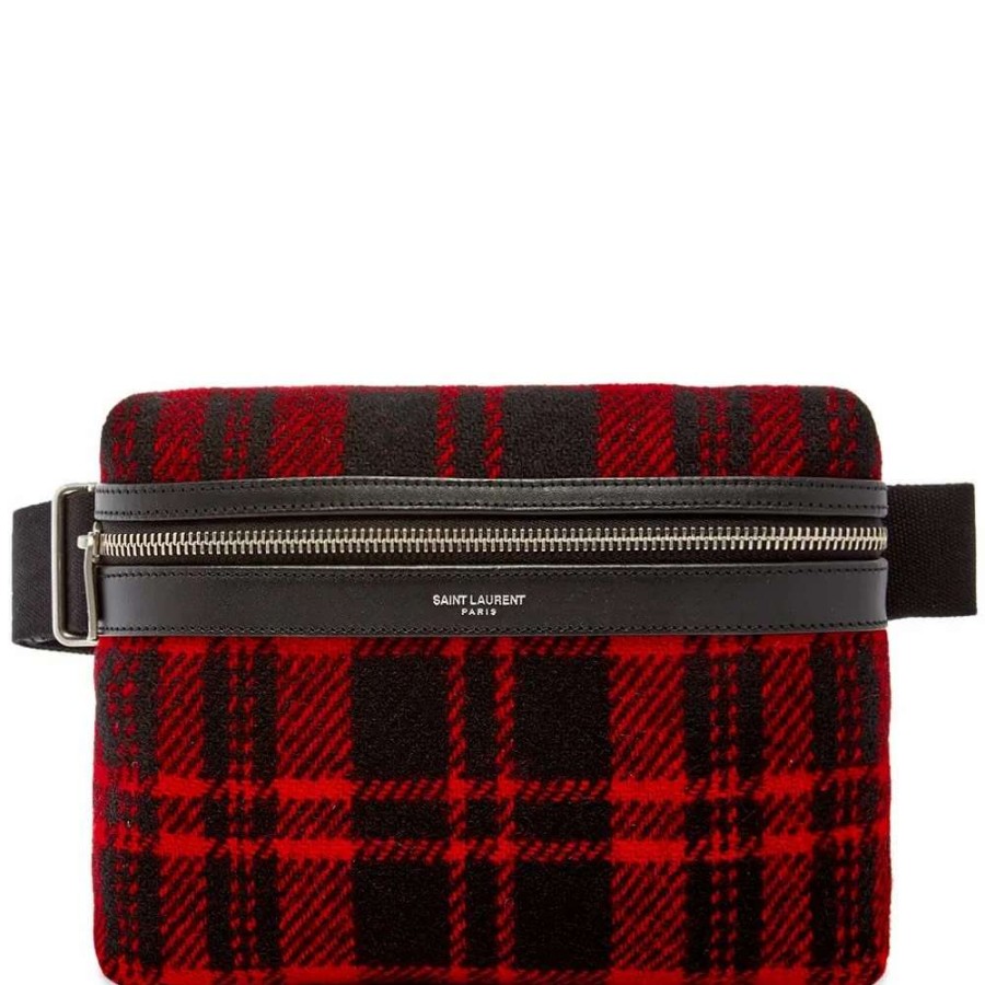 Accessories * | Saint Laurent City Pouch Tartan Cross-Body Bag