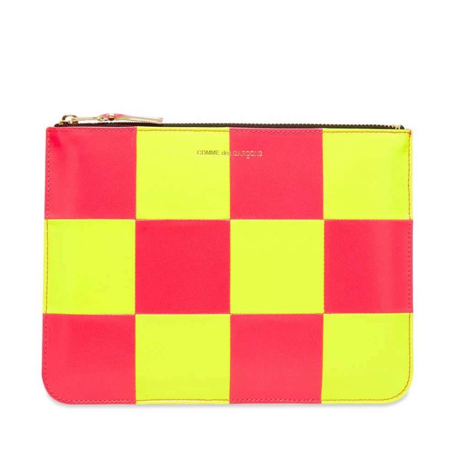 Accessories * | Comme Des Garcons Wallet Comme Des Garcons Sa5100Fs Fluo Squares Zip Wallet