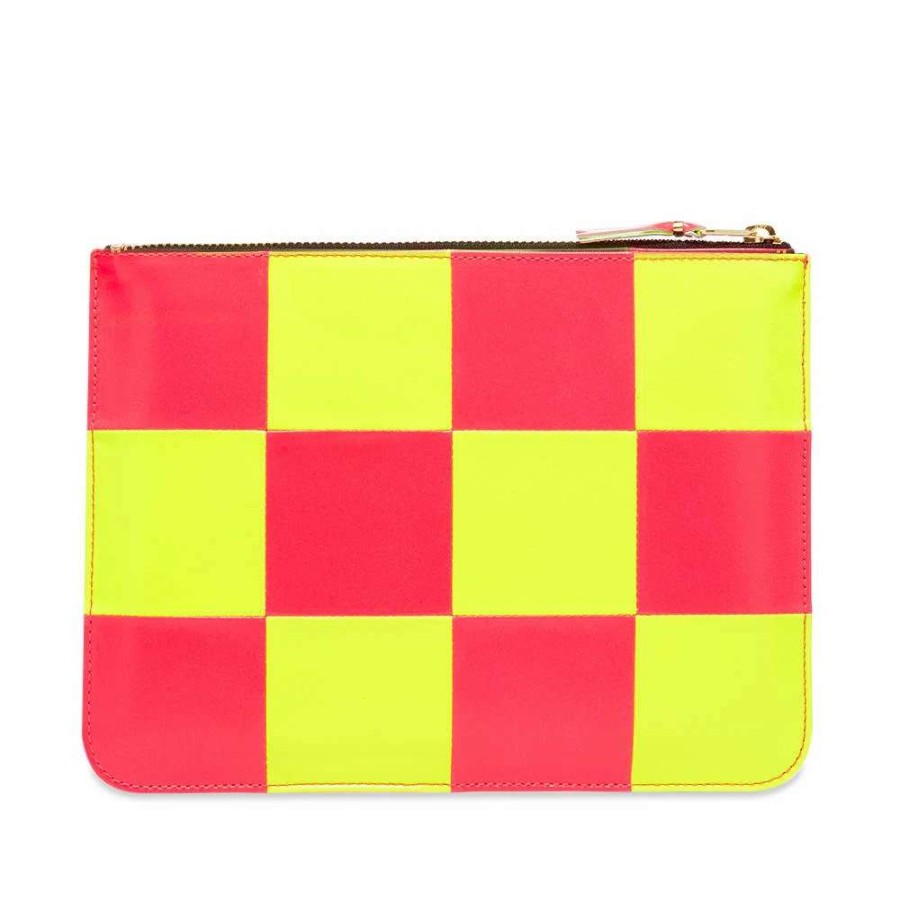 Accessories * | Comme Des Garcons Wallet Comme Des Garcons Sa5100Fs Fluo Squares Zip Wallet