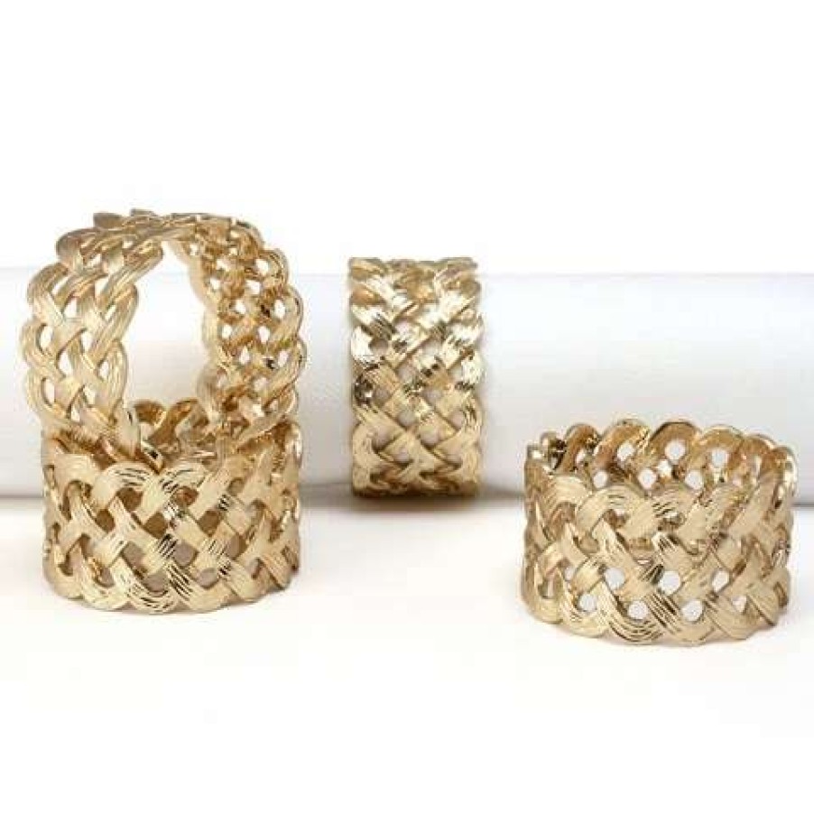 Table Accessories * | L'Objet Braid Napkin Ring Gold Set 4Pce