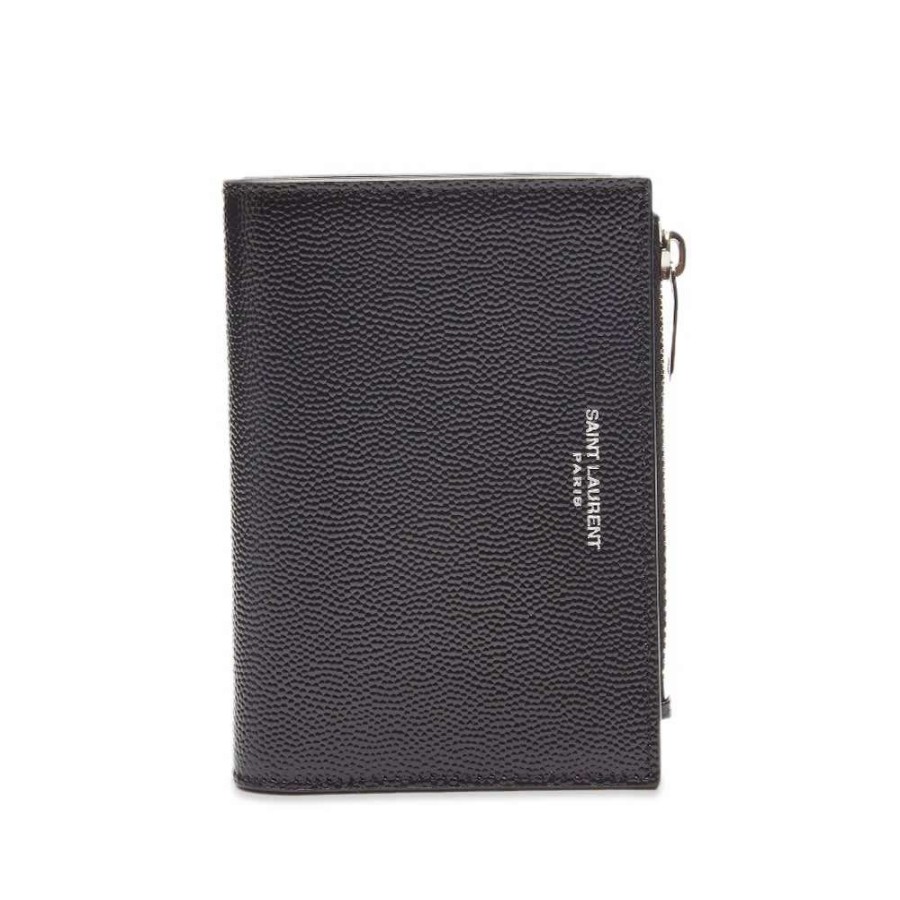 Accessories * | Saint Laurent Leather Zip Card Holder