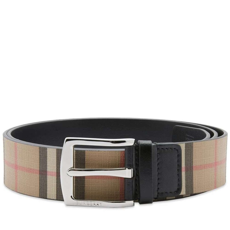 Accessories * | Burberry Gray Check Belt