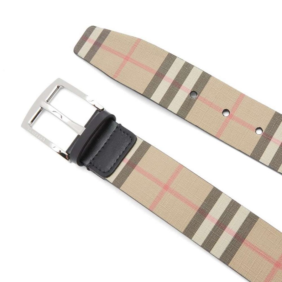 Accessories * | Burberry Gray Check Belt