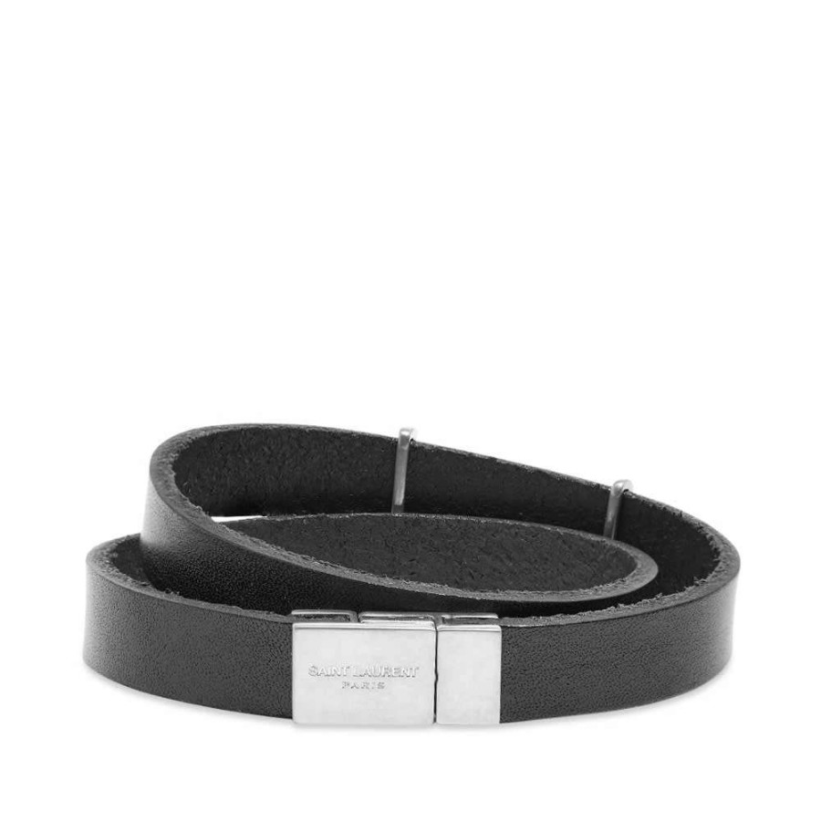 Accessories * | Saint Laurent Ysl Logo Double Wrap Bracelet