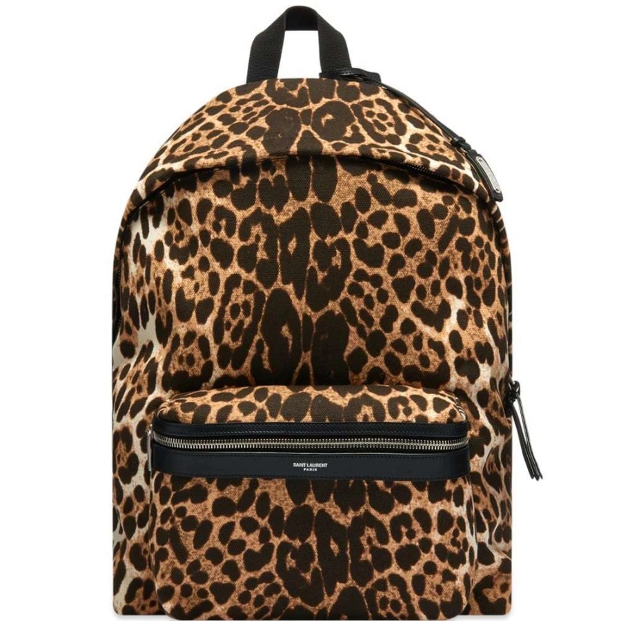 Accessories * | Saint Laurent Leopard City Backpack