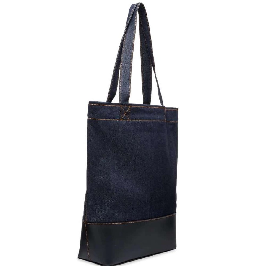 Accessories * | A.P.C. Axelle Denim & Leather Tote