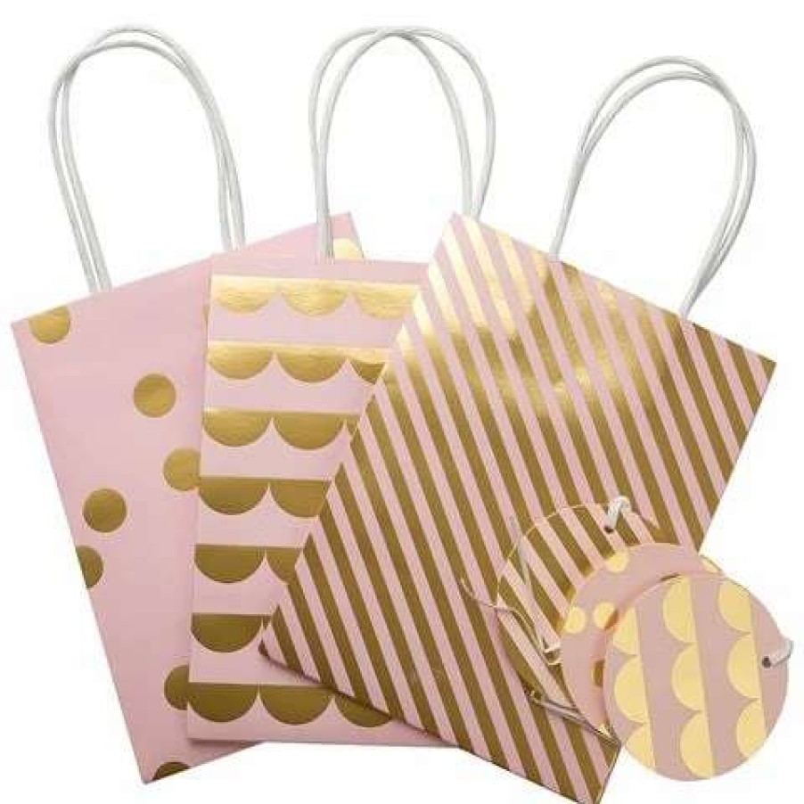 Gift Wrapping & Cards * | Vandoros Cameo Pink/Gold Party Bag & Tag Set 3Pce