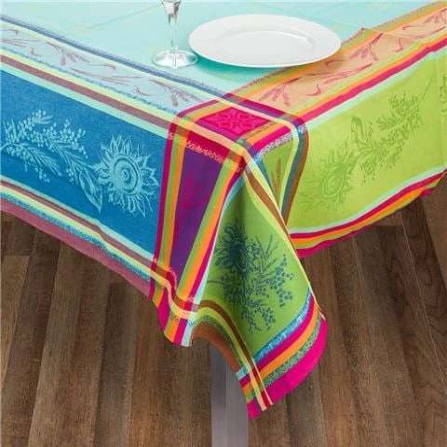 Table Accessories * | L'Ensoleillade Cezanne Turquoise Tablecloth Treated 350X160Cm