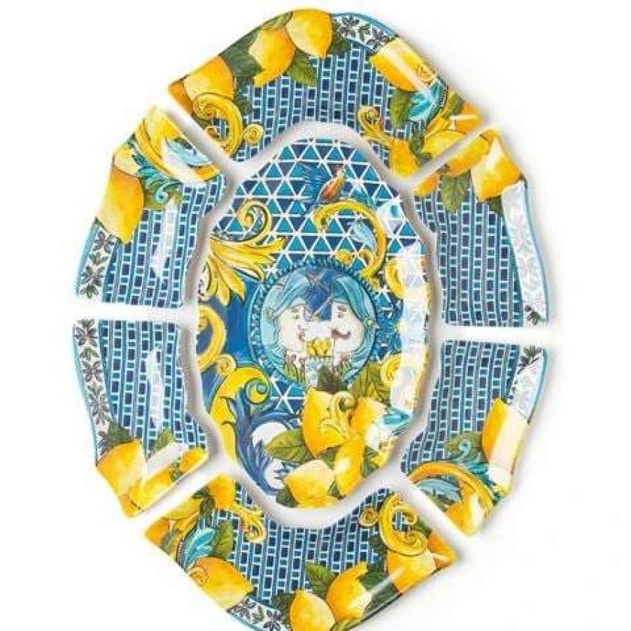 Table Accessories * | Baci Milano Blue Baroque & Rock Aperitif Set 7Pce