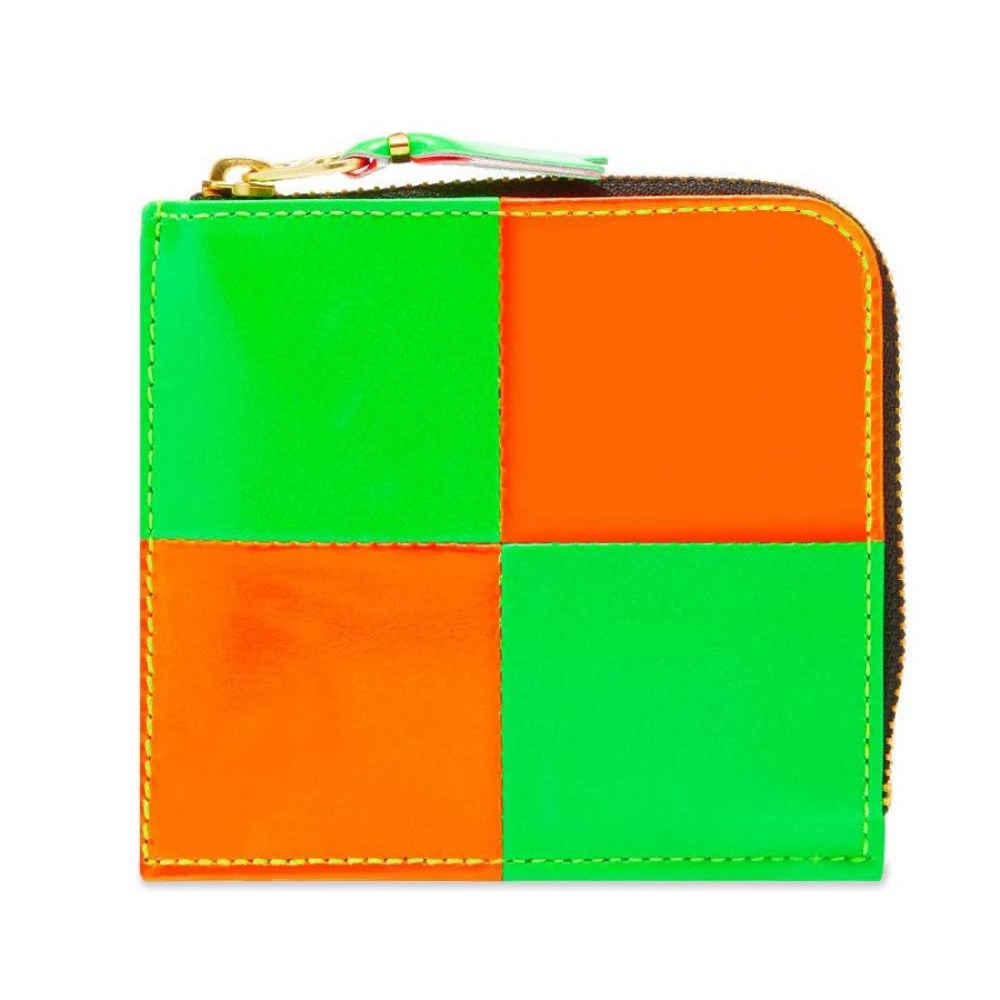 Accessories * | Comme Des Garcons Wallet Comme Des Garcons Sa3100Fs Fluo Squares Zip Wallet