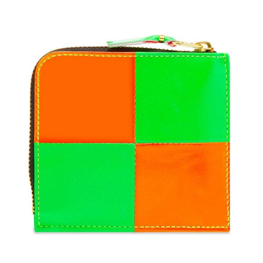 Accessories * | Comme Des Garcons Wallet Comme Des Garcons Sa3100Fs Fluo Squares Zip Wallet