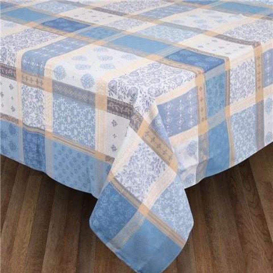 Table Accessories * | L'Ensoleillade Valescure Blue & Beige Tablecloth 220X180Cm