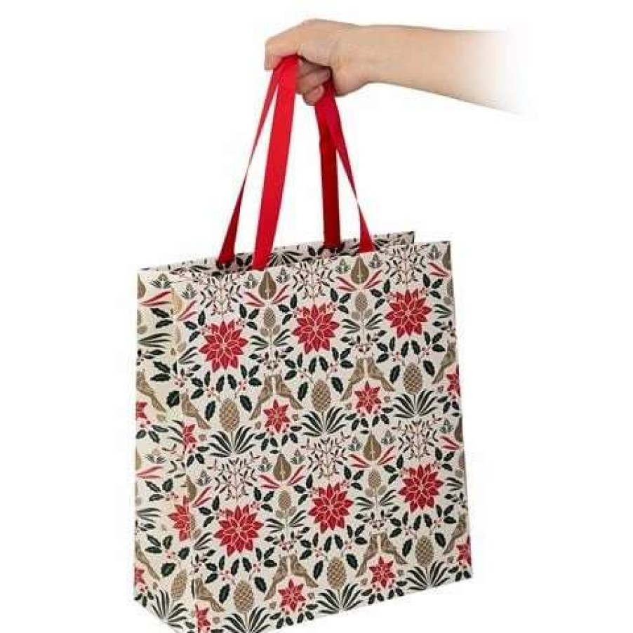 Gift Wrapping & Cards * | Vandoros Poinsettia Gift Bag Large Red