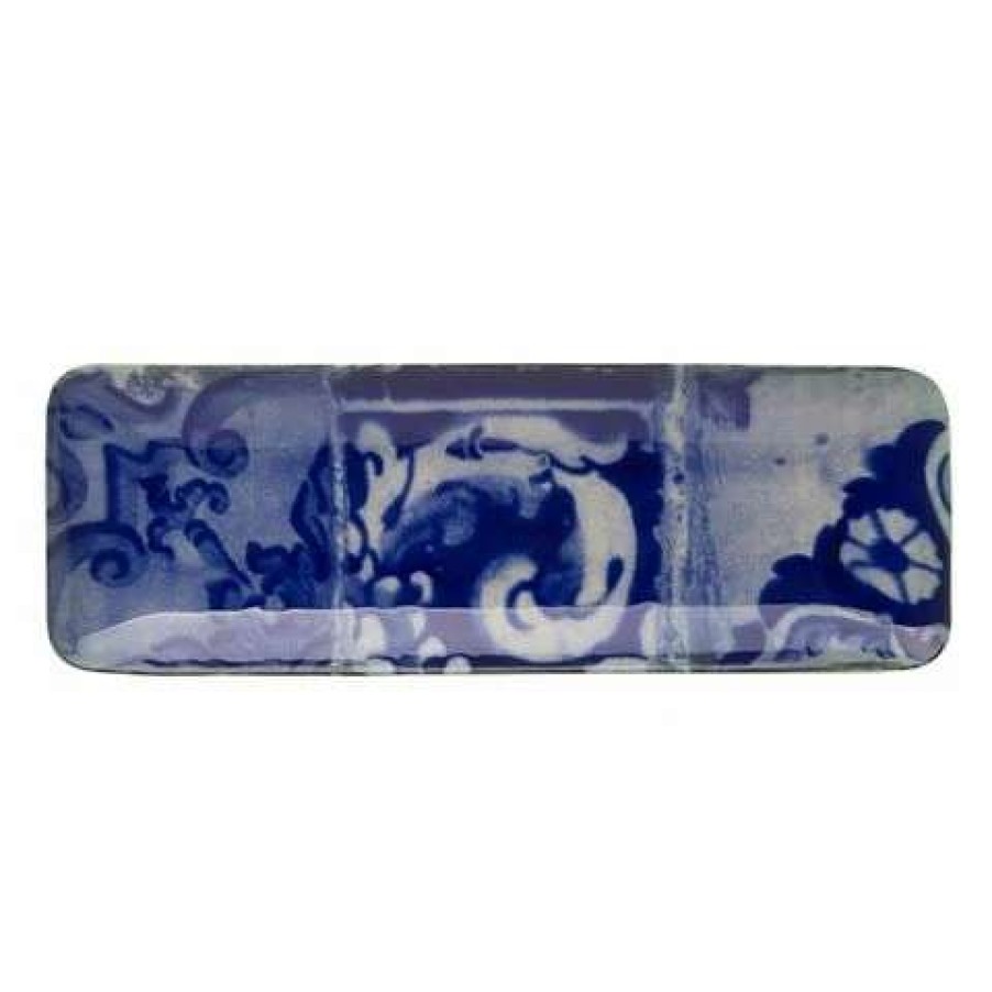 Table Accessories * | Costa Nova Lisboa Blue Rectangular Serving Tray